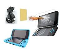 Pack 3 En 1 Nintendo New 2ds Xl : Housse Silicone Bleu Turquoise - Chargeur Usb - Protection Écran Verre Trempé