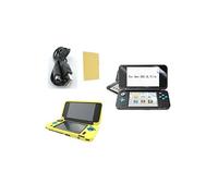 Pack 3 en 1 pour Nintendo New 2DS XL : Housse silicone jaune - Chargeur USB - Film de protection écran