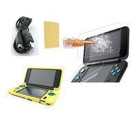 Pack 3 en 1 Nintendo New 2DS XL : Housse silicone jaune - Chargeur USB - Protection écran verre trempé - Straße Game ® jaune G