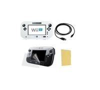 Pack 3 en 1 pour Nintendo Wii U Gamepad : Housse silicone Blanc - Chargeur USB 3.0 - Protection écran