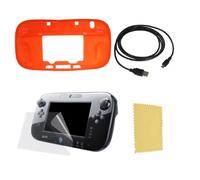 Pack 3 en 1 Nintendo Wii U Gamepad : Housse silicone Rouge - Chargeur USB 3.0 - Protection écran - Straße Game ® rouge G