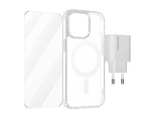 Pack 3-en-1 pour iPhone 15 Pro Coque MagSafe Film Chargeur USB-C 20W 4smarts