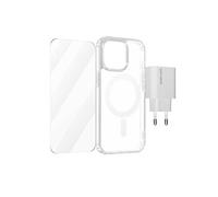 Pack 3-en-1 pour iPhone 15 Pro Coque MagSafe Film Chargeur USB-C 20W 4smarts