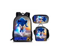 Pack 3-en-1 Sonic Unisexe : Sac à Dos + Trousse + Sac Repas (Modèle SD6871) - Multicolore