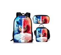 Pack 3-en-1 Sonic Unisexe : Sac à Dos + Trousse + Sac Repas (Modèle SD6874) - Multicolore