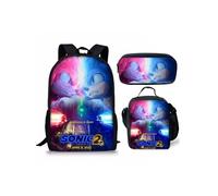 Pack 3-en-1 Sonic Unisexe : Sac à Dos + Trousse + Sac Repas (Modèle SD6876) - Multicolore