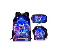 Pack 3-en-1 Sonic Unisexe : Sac à Dos + Trousse + Sac Repas (Modèle SD6877) - Multicolore
