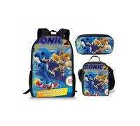 Pack 3-en-1 Sonic Unisexe : Sac à Dos + Trousse + Sac Repas (Modèle SD6879) - Multicolore