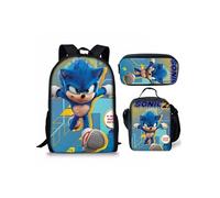 Pack 3-en-1 Sonic Unisexe : Sac à Dos + Trousse + Sac Repas (Modèle SD6881) - Multicolore