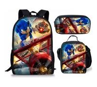 Pack 3-en-1 Sonic Unisexe : Sac à Dos + Trousse + Sac Repas (Modèle SD6883) - Multicolore Multicolore G
