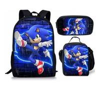 Pack 3-en-1 Sonic Unisexe : Sac à Dos + Trousse + Sac Repas (Modèle SD6884) - Multicolore Multicolore G