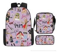 Pack 3-en-1 Taylor Swift : Sac à Dos + Trousse + Sac Bandoulière (Modèle SD9890) - Multicolore