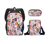 Pack 3-en-1 Taylor Swift : Sac à Dos + Trousse + Sac Bandoulière (Modèle SD9896) - Multicolore