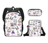 Pack 3-en-1 Taylor Swift : Sac à Dos + Trousse + Sac Bandoulière (Modèle SD9900) - Multicolore