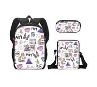 Pack 3-en-1 Taylor Swift : Sac à Dos + Trousse + Sac Bandoulière (Modèle SD9900) - Multicolore Multicolore G