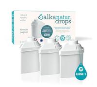 Pack 3 Filtres Alkanatur 400L par Filtre - Eau Alcaline Purifiée Réduit Chlore & Métaux Lourds - Antioxydants Naturels Filtres Sans BPA Compatibles Carafe Filtrante Alkanatur - Longue Durée Écologique