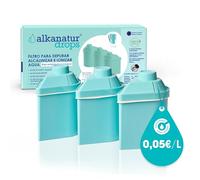 Pack 3 Filtres Basse Émission Alkanatur 400L par Filtre Longue Durée - Eau Alcaline Réduit Chlore & Métaux Lourds - Antioxydants Naturels Filtres Sans BPA Compatibles Carafe Filtrante Alkanatur