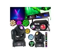 Pack 3 Jeux de lumière - 2 Lyres PARTY-SPOT DMX Gobos 10W - 1 Jeu de Lumière "4en1" Astro Strobo Lumière noire UV "Chute d'eau