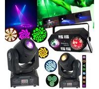 Pack 3 Jeux de lumière - 2 Lyres PARTY-SPOT DMX Gobos 10W - 1 Jeu de Lumière "4en1" Astro Strobo Lumière noire UV "Chute d'eau