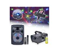 Pack 3 jeux + Machine à fumée + Enceintes 12" 250W