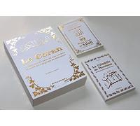 Pack 3 Livres Blancs dorés : Le Coran (en langue française) - La Citadelle du Musulman - Les 99 Beaux Noms d'Allah