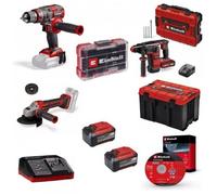 Pack 3 machines 18V + batteries + coffret de transport + coffret d'embouts + disques EINHELL