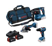 Coffret d'outils sans fil BOSCH (GSR 18 V-65 + GBH 18 V-22 + GWS 18 V-8, 2 x GBA 18 V 4,0 Ah, GAL 18 V-4, M-BAG, boîte) 0615A50094