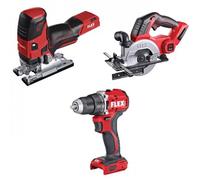 Pack 3 outils 18V Perceuse + Scie circulaire + Scie sauteuse FLEX