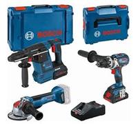 Pack 3 outils 18V - perforateur - perceuse-visseuse - meuleuse - BOSCH - avec 1 batterie 18V 4.0Ah + 1 batterie 8.0Ah - chargeur - L-Boxx - 0615990N2X G