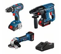 Pack 3 outils BOSCH 0615990M0S Perceuse-Visseuse GSR 18V-28 + Perforateur GBH 18V-21 + Meuleuse GWS18V-125
