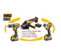 Pack 3 outils DEWALT DCK384P2T-QW XR 18V 5Ah Li-Ion - Perceuse visseuse compact + Visseuse à chocs + Meuleuse Ø125mm