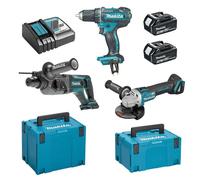 Pack 3 machines MAKITA DLX3078MJ (DDF482 + DGA504 + DHR241) 18V Li-Ion (3x4Ah)