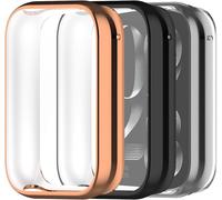 Pack 3 Pièces Coque Tpu + Film Protège-Écran Pour Mi Band 9 Pro - Anti-Rayures, Protection Totale, Noir/Rose Gold/Transparent