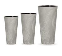 Pack 3 pots PROSPERPLAST TUBUS SLIM EFFECT PLASTIL AVEC DÉPÔT DE COULEUR DE CIMENT, TAILLE DE SET LI
