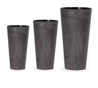Pack 3 pots PROSPERPLAST TUBUS SLIM EFFECT Plastique avec caution de couleur anthracite, Set L Taille