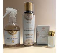 Pack 3 Produits - Spray d'intérieur 250 ml, brume corporelle 250 ml & musc vanille 12 ml - Dubaî Flower - fragrance douce et envoûtante