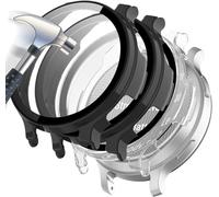 Pack 3 Protections Pour Garmin Lily 2 Active ¿ 2 Bumpers Pc Noirs + 1 Transparent + 3 Verres Trempés Anti-Rayures, Antichoc, Clarté Hd Et Tactile