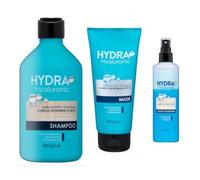 Pack 3 - Shampooing 400 ml, masque Acond 200 ml, Acond Inst 250 ml. Hydra Hyaluronic cheveux normaux à secs avec acide hyaluronique, niacinamide et provitamine B5. Deliplus