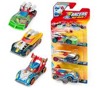 Pack 3 T-Racers Mix ´N Race - Pack de 3 Voitures à Collectionner. Chaque Voiture Peut être personnalisée en changeant, l’Avant, l’arrière ou Les Roues. Pack 4 sur 4