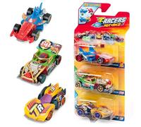 T-Racers Pack 3 Mix ´N Race - Pack de 3 Voitures à Collectionner. Chaque Voiture Peut être personnalisée en changeant, l’Avant, l’arrière ou Les Roues. Pack 3 sur 4