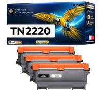 Pack 3 TN2220 TN2210 TN2010 TN450 Toners compatibles pour Brother HL2240 MFC7360 Noir avec puce rendement total 7800 pages