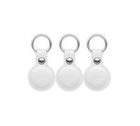 Pack 3 Tracker Porte Clés MiTag Si Cuir Apple Find My Ultra Precis Mili Blanc