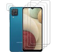 Pack 3 Verres Trempés + 3 Protections Caméra Pour Samsung Galaxy A12 - 9h Anti-Rayures, Bords 2.5d, Haute Sensibilité, Lingettes & Stickers Inclus