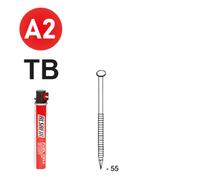 PACK 34° 2,8 X 55 ANNELÉE INOX TB - 2200 POINTES + 2 GAZ - ASLAFIX - P3428558