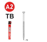 PACK 34° 2,8 X 70 ANNELÉE INOX TB - 2200 POINTES + 2 GAZ - ASLAFIX - P3428708