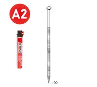 PACK 34° 3,1 X 90 ANNELÉE INOX - 2200 POINTES + 2 GAZ - ASLAFIX - P3431909