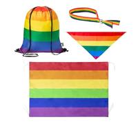 Pack 34 accessoires Jour de la fierté - 4 drapeaux, 10 mouchoirs, 10 bracelets et 10 sacs à dos Rainbow - Kit complet LGBT+ pour célébrations et défilés