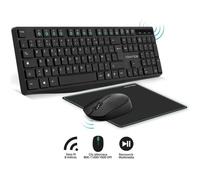 Pack 3en1 clavier souris tapis sans fil 2.4G, clavier 12 touches raccourcis type slim et soft touche, souris 800/1200/1600 DPI