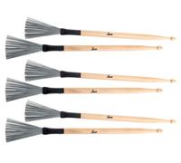 Pack 3x Paire Baguettes Batteria Set Double Praticable Balai Baton Wire Tap Bois