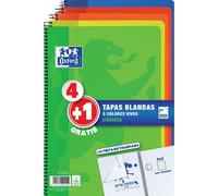 Pack 4+1 Carnet à spirales Softcover Folio 80 feuilles 4x4 avec bordures colorées oxford 400027271